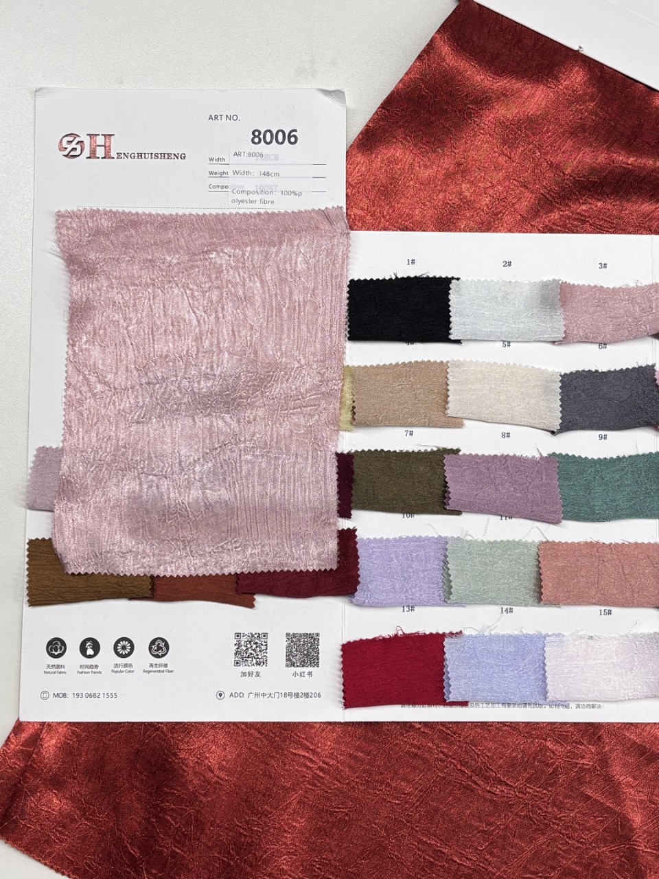 Color Options – Crinkled Shiny Polyester Woven Fabric, Textured Fabric For Women Dress