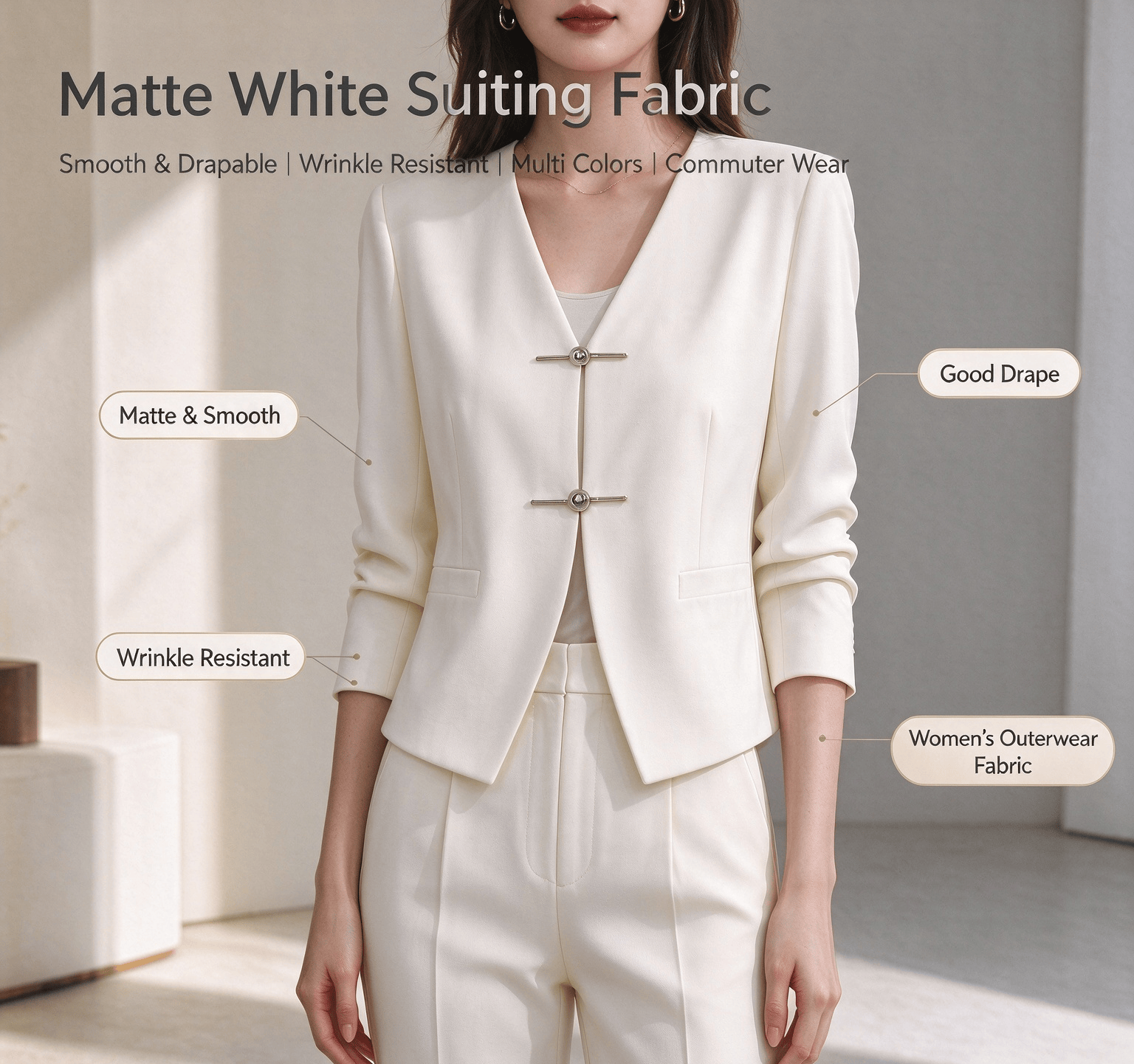 Woven Shirt Fabric – Woven Suiting Fabric, Smooth & Drapable, Multi Colors For Women Blazer
